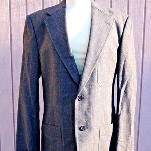 Vintage 44L Tweed Wool Gray Plaid Blazer Sport Coat Jacket Made in USA